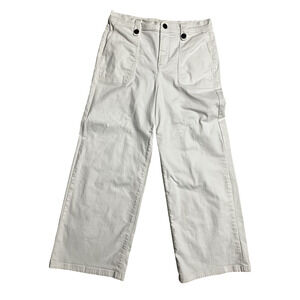 Boden Pants Womens Medium 30" White Wide Leg High Rise Cotton Blend Casual